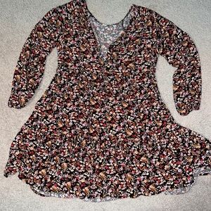 Floral Long Sleeve Mini Dress